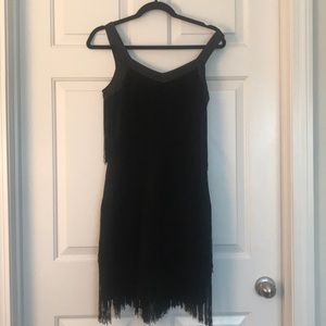 New York & Company Black Fringe Dress